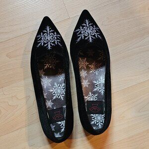 Dagger Skullflake - Black Velvet Flats